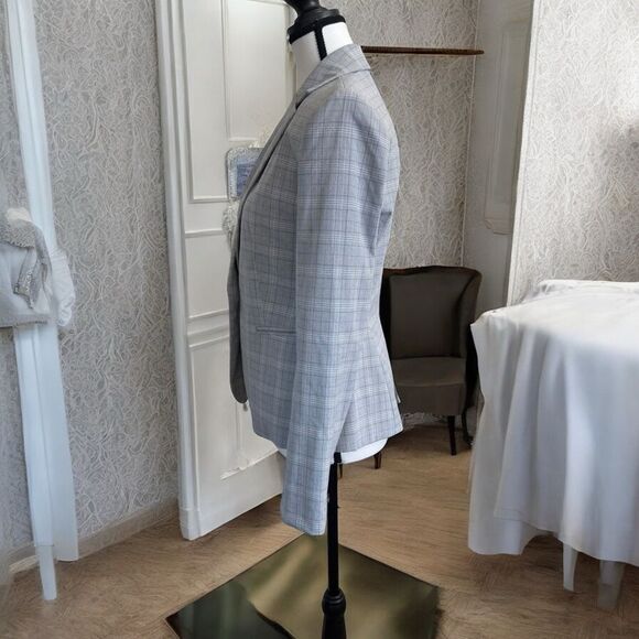 Zara Basics Gray Blazer Plaid/Checkered Tailored Fit Size 2 - Picture 3 of 8